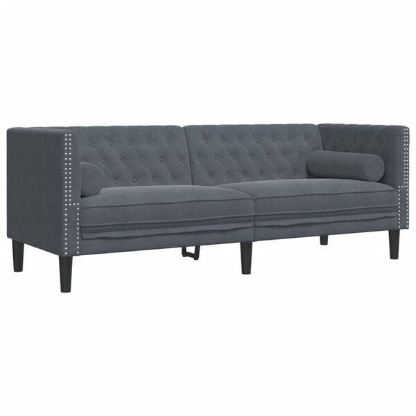 vidaXL Chesterfield Sofa Set Dark gray Velvet, Foam, Wood Large