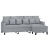 vidaXL 3-Seater Sofa With Footstool Light Grey Polyester, Metal, Plywood
