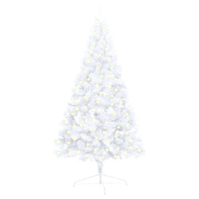 vidaXL Artificial Half Christmas Tree with LED&Stand White 47.2" PVC