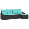 vidaXL Sofa Set with Cushion with Storage Black Poly Rattan