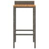 vidaXL Bar Stool Set of 4 Grey Poly Rattan Standard Footrest
