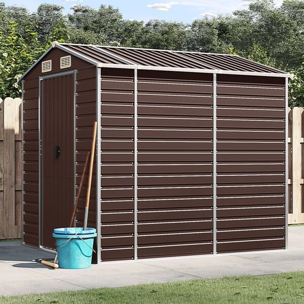 vidaXL Garden Shed Brown Galvanized Steel 75.2 x 84.6 x 78.0 in