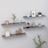 vidaXL Wall Shelf Set of 4 Grey MDF 23.6 x 3.5 x 1.2 in Stylish Design