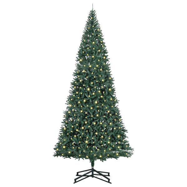 vidaXL Artificial Pre-lit Christmas Tree Green 196.85 in PVC