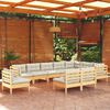 vidaXL Garden Lounge Set Cream Solid pinewood, 100% polyester Large