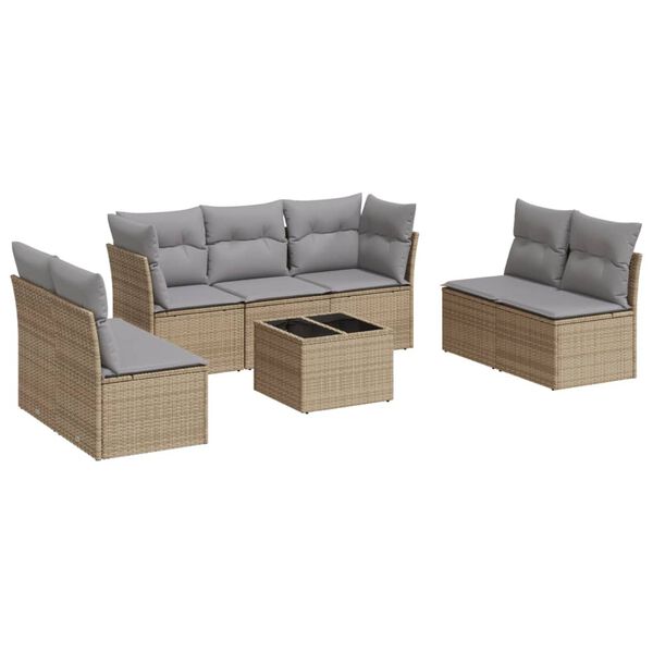vidaXL Garden Sofa Set Beige for furniture, Light grey for cushions
