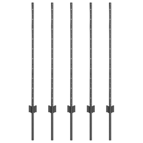vidaXL Fence Post 5 pcs Grey 39.37 in Steel