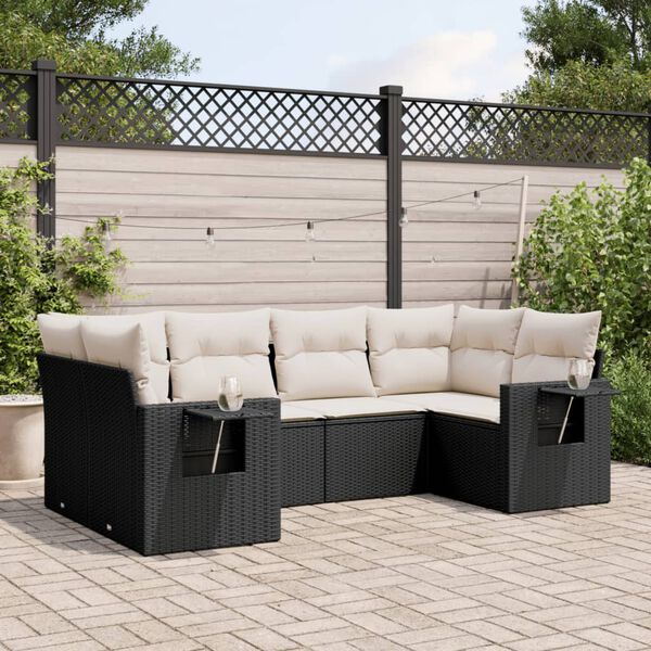 vidaXL Garden Sofa Set Black, Cream White