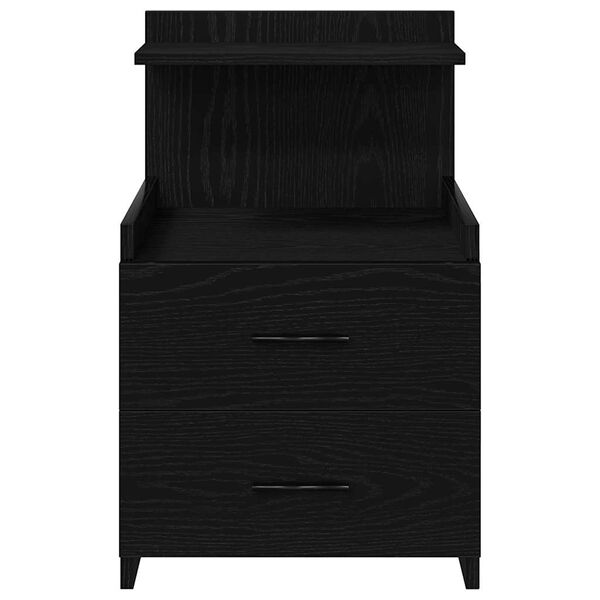 vidaXL Bedside Cabinet Set of 2 Black Engineered wood Medium