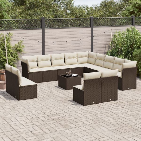 vidaXL Garden Sofa Set Brown