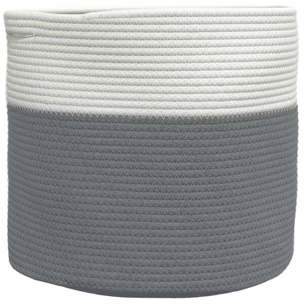 vidaXL Storage Basket Grey and White 100% Cotton 15.7 x 13.8 in