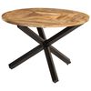 vidaXL Dining Table Rough Mango Wood, Black Metal Solid Mango Wood, Metal