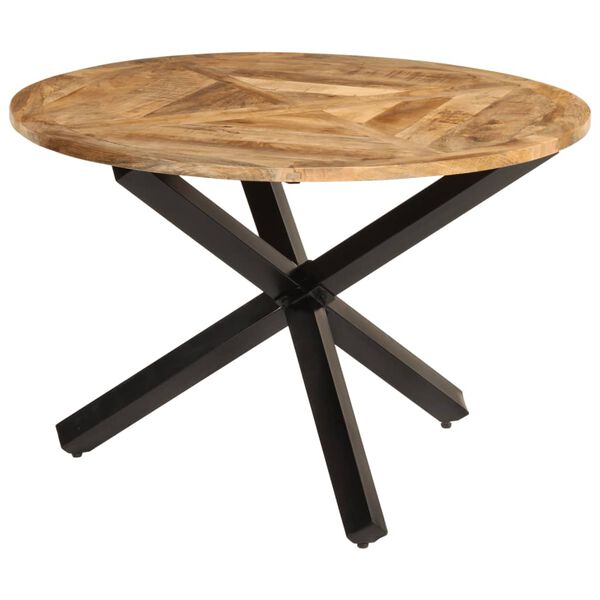 vidaXL Dining Table Rough Mango Wood, Black Metal Solid Mango Wood, Metal