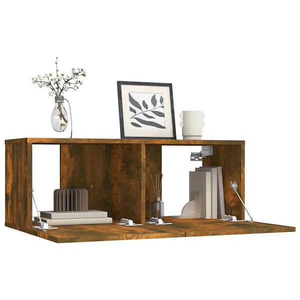 vidaXL TV Cabinet Smoked Oak Engineered Wood Compact Drop-Down