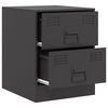 vidaXL Bedside Cabinet Set of 2 Black Steel Medium Bedside Cabinet