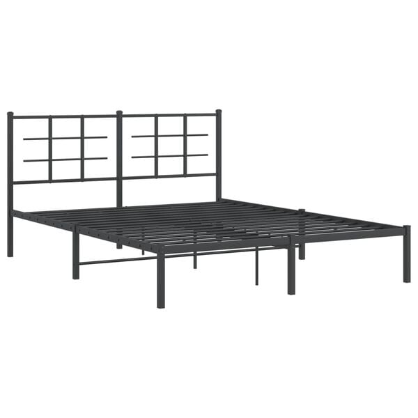 vidaXL Bed Frame Black Powder-Coated Steel King Size Bed Frame