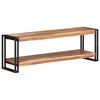 vidaXL TV Cabinet Natural Wood, Black Solid Acacia Wood, Iron
