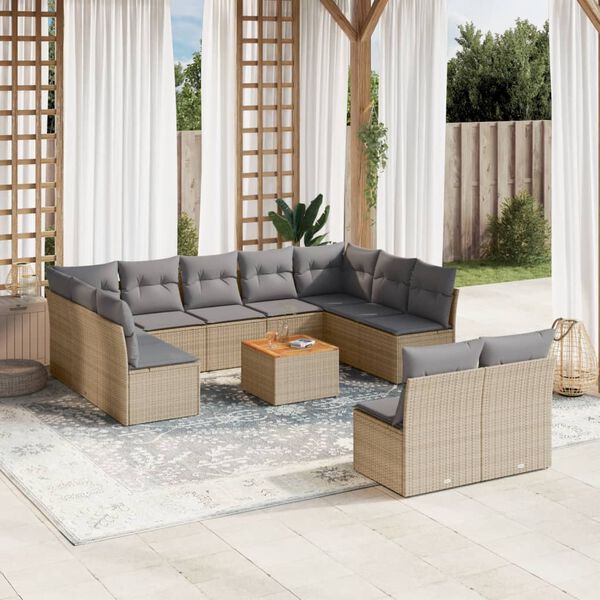 vidaXL Garden Sofa Set Beige, Light Grey, Brown