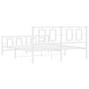 vidaXL Bed Frame White Powder-Coated Steel King Bed Frame Rectangular