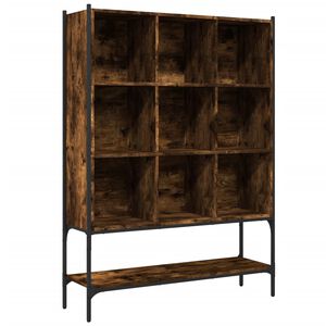 vidaXL Bookcase Smoked oak Engineered wood and steel Medium Bookcase