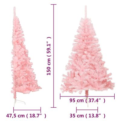 vidaXL Artificial Half Christmas Tree with Stand Pink 5 ft PVC