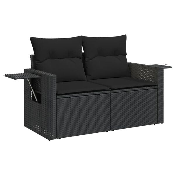 vidaXL 6 Piece Patio Sofa Set with Cushions Black Poly Rattan