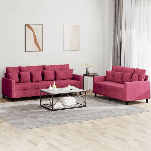 vidaXL Sofa Set Wine Red