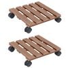 vidaXL Plant Trolley Set of 2 Brown Wood-Plastic Composite Small