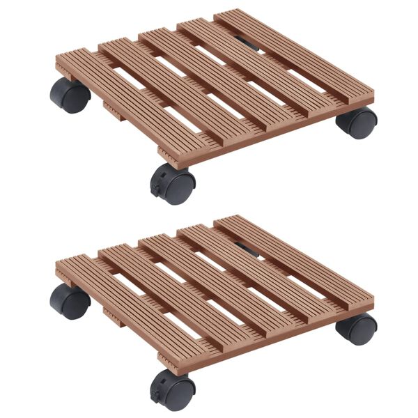 vidaXL Plant Trolley Set of 2 Brown Wood-Plastic Composite Small