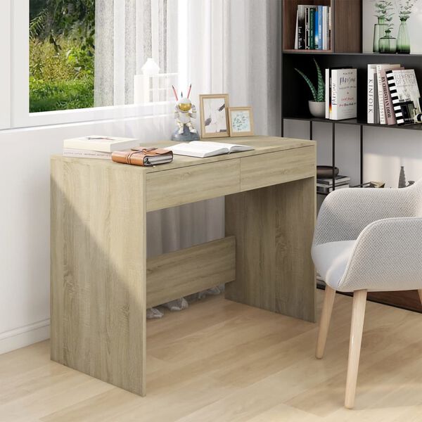 vidaXL Desk Sonoma oak Engineered wood Medium Desk Rectangular