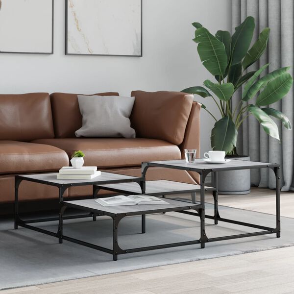 vidaXL Coffee Table Grey Sonoma Engineered Wood Medium Adjustable Feet