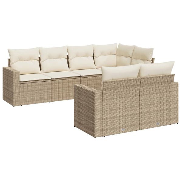 vidaXL Patio Sofa Set Set of 7 Beige, Cream White