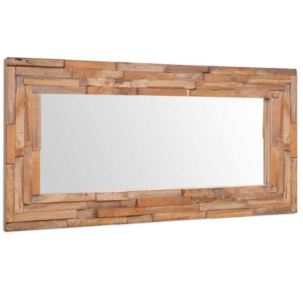 vidaXL Decorative Mirror Brown Teak, Glass 47.2 x 23.6 in