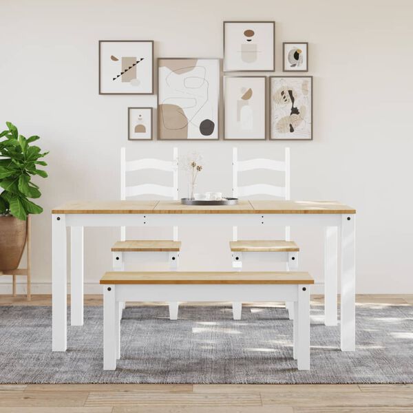 vidaXL Dining Table White Solid pine wood 63.0 in x 31.5 in x 29.5 in