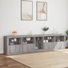 vidaXL Sideboard Grey sonoma Engineered wood, glass Large Sideboard