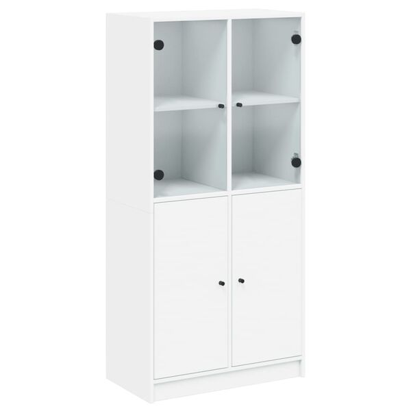 vidaXL Highboard White Engineered wood, glass 26.8x14.6x55.9 in