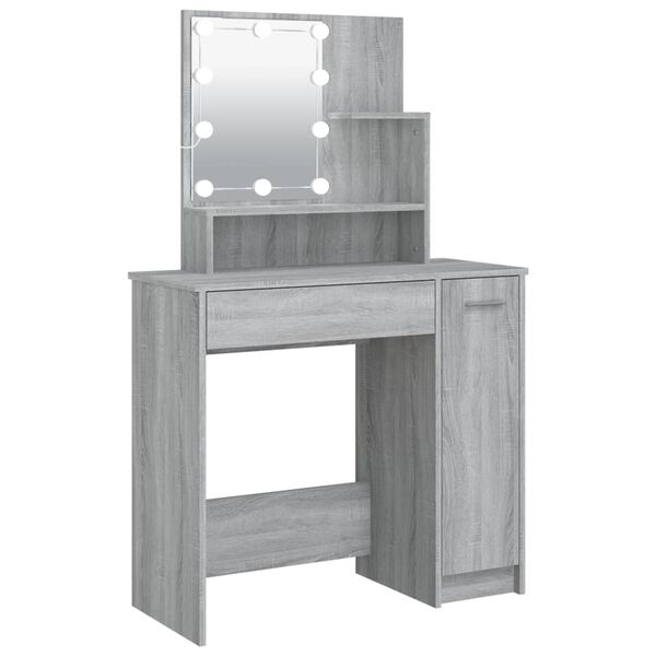 vidaXL Dressing Table Grey Sonoma Engineered wood, acrylic