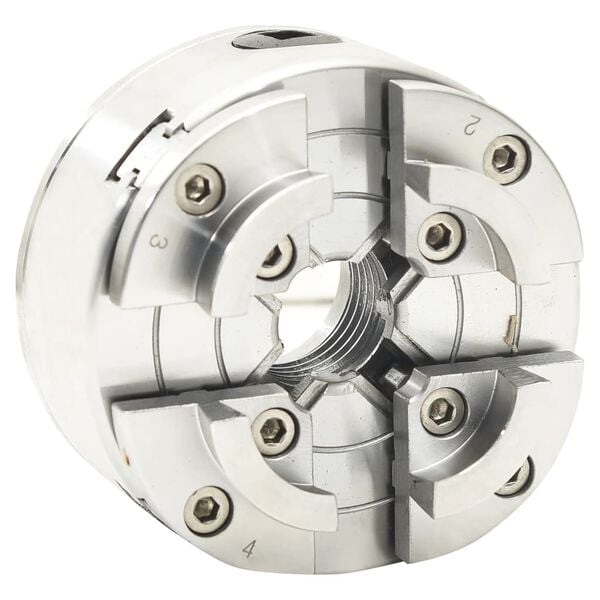 vidaXL 4 Jaw Wood Chuck with M33 Connection Steel Silver 3.78 "