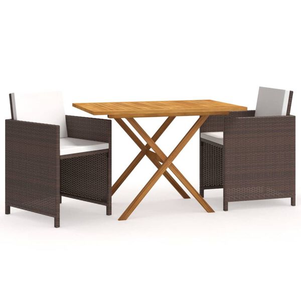 vidaXL Garden Dining Set Brown Solid acacia wood Medium Removable Covers