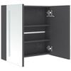 vidaXL Bathroom Cabinet Shining gray MDF with melamine finish and glass