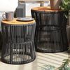 vidaXL Garden Side Table Black and brown PE rattan 2 pcs Stackable