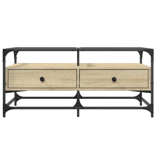 vidaXL Coffee Table Sonoma oak Engineered wood, steel, glass