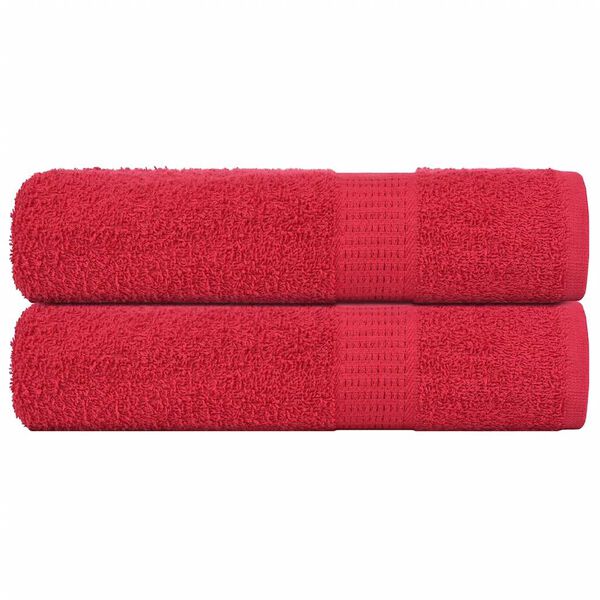 vidaXL Hand Towel Set of 2 Red 100% Cotton 19.7x39.4 in, Medium