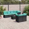 vidaXL 8 Piece Patio Sofa Set with Cushions Black Poly Rattan