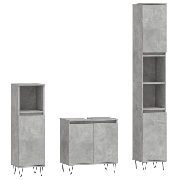 vidaXL Bathroom Furniture Set Concrete grey Engineered wood, metal Medium