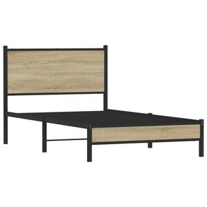 vidaXL Bed Frame Sonoma Oak Steel and engineered wood Twin Bed Frame