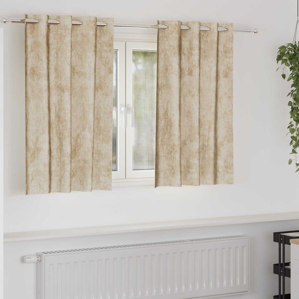vidaXL Curtain with Curtains 2 pcs Cream 55.1" x 55.1" Velvet