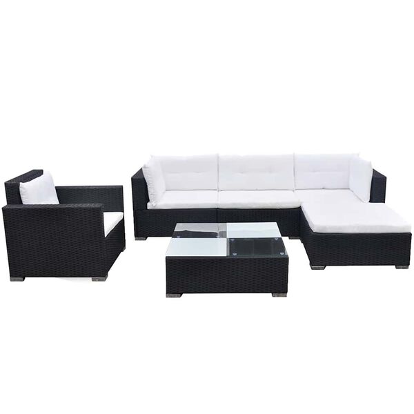 vidaXL Outdoor Furniture Set Black PE Rattan 6 Piece Modular