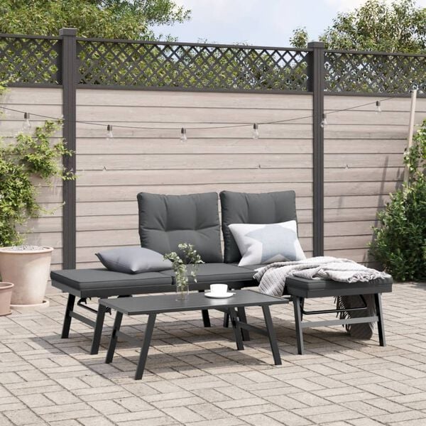 vidaXL Garden Bench Set of 2 Black, Anthracite
