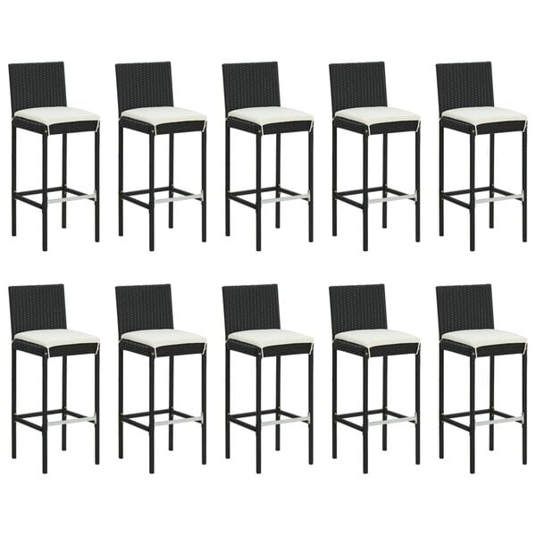 vidaXL Patio Bar Set Set of 10 Black
